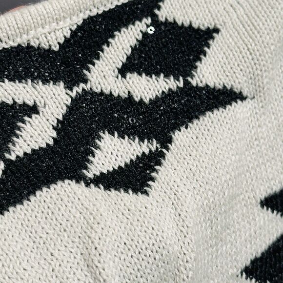 Womens Waterfall Cardigan M Black Aztec Dutton Boho Western Southwestern Sequins - Picture 7 of 11